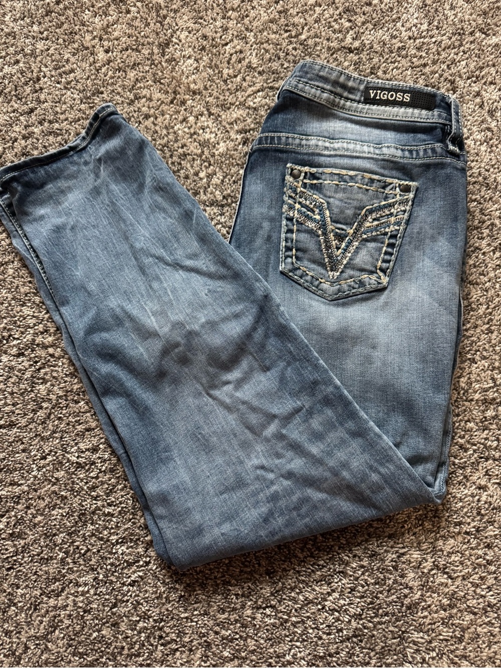 Vigoss Women's Light Blue Skinny Jeans with Embroidered Back Pockets